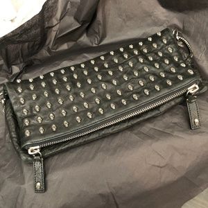 Authentic Thomas Wylde Black Leather Skull Bag